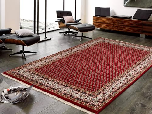 Mein Teppichmarkt Teppichträume werden wahr! BADOHI Mir handgeknüpfter Orientteppich Naturfaser Kurzflor hochwertige Qualität in Rot Beige Blau Größe: 200x300 cm Diele, Esszimmer, Flur, Kinderzim