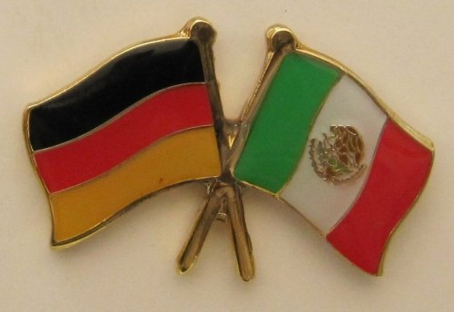 Buddel-Bini Versand Mexiko/Deutschland Freundschafts Pin Anstecker Flagge Fahne Nationalflagge Doppelpin Flaggenpin Badge Button Flaggen Clip Anstecknadel