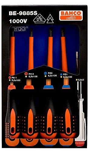 Bahco BE-9885S Ergo Screwdriver Set with Combi Tips Insulated, Multi-Colour
