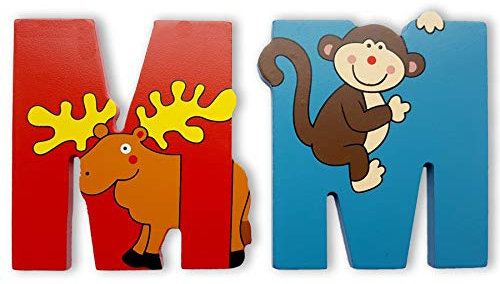 Vinsani® Wooden Jungle Animal Alphabet Letters Personalised Bedroom Wall Door Name (M)