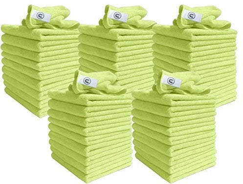 DCS Microfibre Cleaning Cloth, Yellow, Pack of 50, Large Size: 40x40cm. Super Soft Premium Streak Free Washable Cloth Duster for Kitchen, Bathrooms, Surfaces, Mirrors, Car, Motorbike