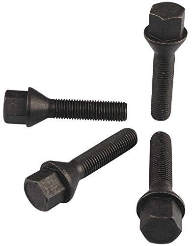 HASKYY 10 Radschrauben M12x1,25x35mm Radbolzen SCHWARZ Kegelbund Kegel 60°