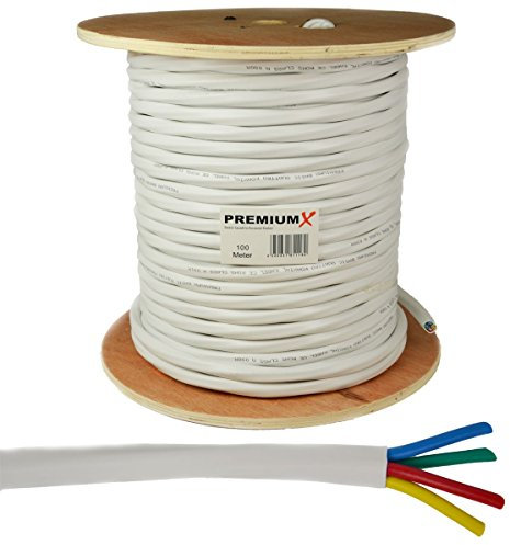 Premium X 100m Basic Quattro Quad Koaxial SAT Kabel 90dB 2-Fach geschirmt Antennenkabel 4in1 Koaxialkabel Weiß