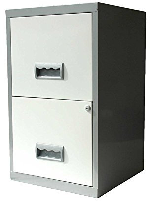 Pierre Henry 2 Drawer Maxi Filing Cabinet A4 Modern Silver / White