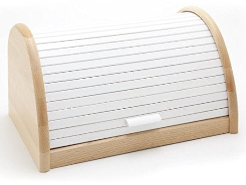 Kimpro HolzFee BK-BR Brotkasten aus Buchenholz mit Schiebeöffnung, 39 cm weiß