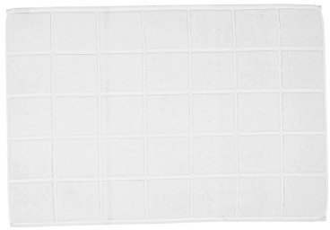 Frottier-Badvorleger-60x100 cm, Uni-Karofond, Weiss