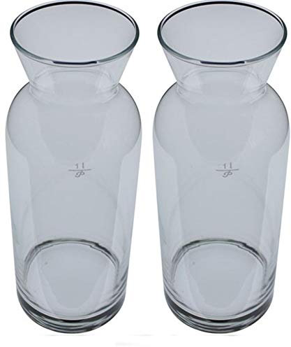 Karaffe 1 Liter 2er Set mit CE Eichstrich Wasser, Saft Wein, Misura