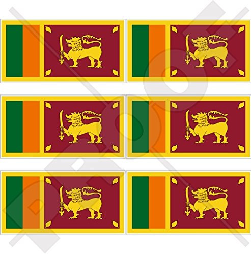 SRI Lanka-Flagge Ceylon Sri Lanka, 40 mm (1,6 Zoll) Handy-Vinyl-Mini-Aufkleber, 6 Stück