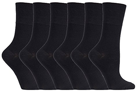 Gentle Grip Chaussettes en bambou non élastiques, douces et lâches avec une adhérence douce pour femme 4-8 (6 Pairs)