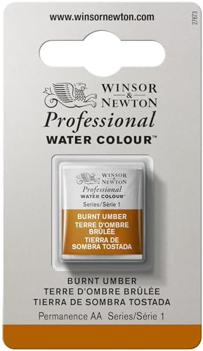 Winsor & Newton Aquarelle Professionnel - Peinture Aquarelle, Haute Luminosité, Résistante à la Lumière, Qualité Archive, Demi Godet, Couleur Terre d'Ombre Brûlée