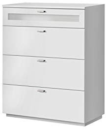 FORTE Nexus Kommode mit 4 Schubladen, Holzwerkstoff, Weiß matt, 37,5 x 98,8 x 79,9 cm