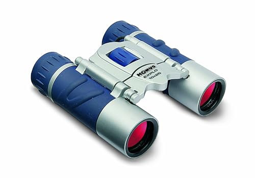 KONUS | EXPLO 10x25 Fernglas mit Blauer Gummierung, Rubinvergütungsoptik und 10x25 Zoom