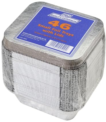 Caterpack Foil Trays With Lids, Small, Disposable Food Containers, 12.5cm x 10cm, Pack of 46