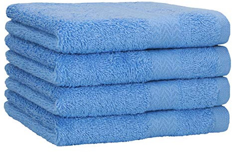 Betz 4 Stück Handtücher Premium 100% Baumwolle 4 Handtücher Farbe hellblau