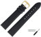 MARBURGER Uhrenarmband 20mm Leder Schwarz Gold Glatt Mit Naht - Montage Set 7592010000220