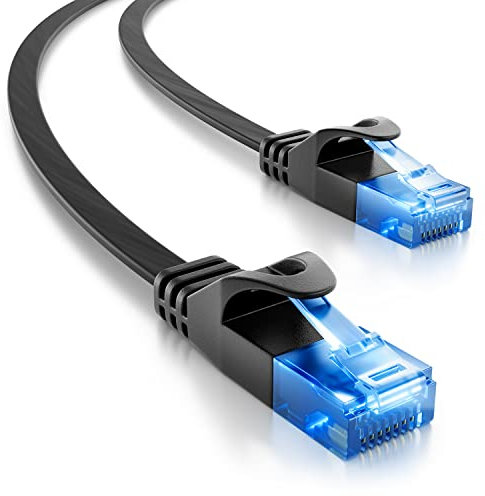 deleyCON 0,5m CAT6 Flaches Netzwerkkabel 1000 Mbit Gigabit LAN - Cat 6 RJ45 Ethernet Patchkabel Verlegekabel Flach - für Internet Switch Router Modem Patchpanel - Schwarz