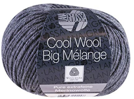 LANA GROSSA Cool Wool Big Melange | Extrafeine Merinowolle waschmaschinenfest und filzfrei | Handstrickgarn aus 100% Schurwolle (Merino) | 50g Wolle zum Stricken & Häkeln | 120m Garn FB 617