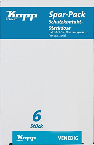 Kopp 924129056 Venedig Schutzkontakt-Steckdosen, 6 -er Spar-Pack