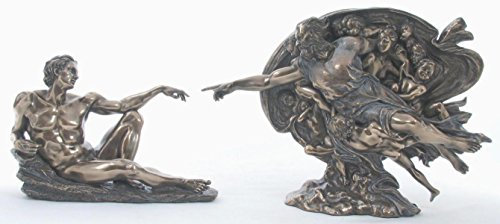 The Genesis Creation of Adam Touching Hands with God 11 Cold Cast Bronze Religious Statue