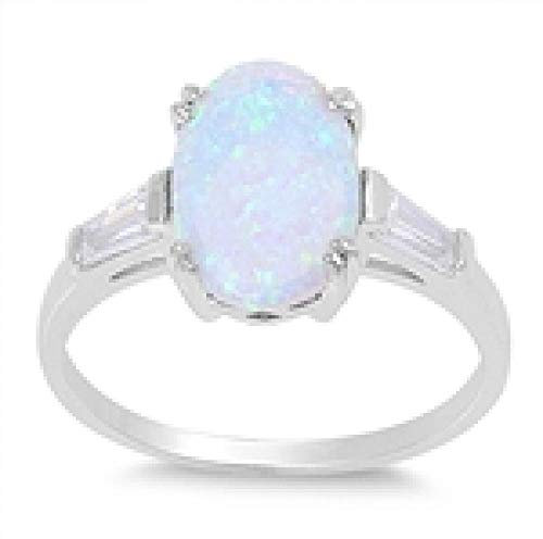 kleine Schätze - Damen-Ring/Verlobungsring - 925 Sterlingsilber - weiß Opal Zirkonia