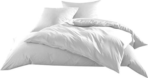 Mako-Satin Baumwollsatin Bettwäsche Uni einfarbig zum Kombinieren (Bettbezug 140 cm x 200 cm, Weiß)