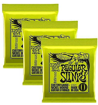 Ernie Ball 2221 - Corde per chitarra elettrica Slinky in nichel, confezione da 3 (edizione limitata)