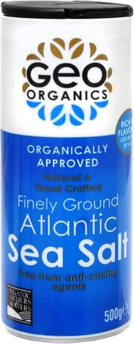 Geo Organics Atlantic Sea Salt Shaker 500g (Pack of 6) | Organically Approved Fine Sea Salt | Natural & Hand Crafted | Additive-Free, Non-GMO, Gluten-Free, Vegan | Free From Anti-Caking Agents