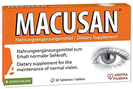 Macusan® - Zum Erhalt der normalen Sehkraft - Ginkgo, Zeaxanthin und Lutein für Ihre Augengesundheit - Unterstützung gegen Altersbedingte Makuladegeneration (AMD) (30 Tabletten)
