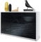 Vladon Sideboard Ben V3, Kommode mit 3 Türen und 2 Schubladen, Weiß Hochglanz/Schwarz Hochglanz (117 x 74 x 36 cm)