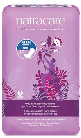 Natracare Maxi Pads Without Wings | Night-Time Absorbency | Pack of 10 X 12