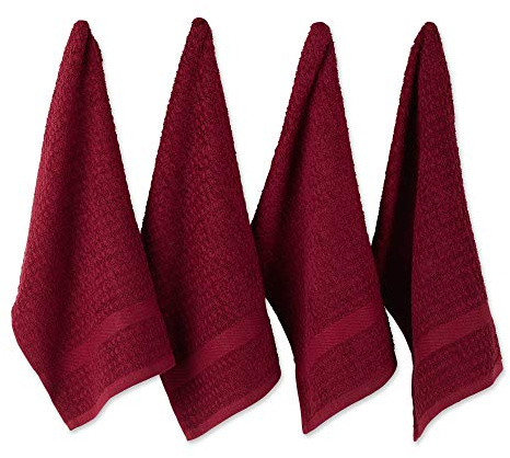 DII Waffle Terry Collection, Cotton, Wine, 15x26