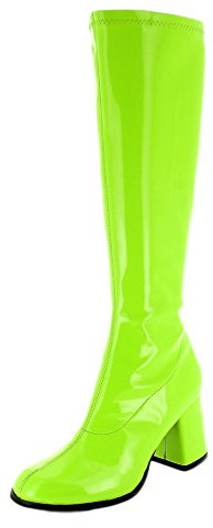 Das Kostümland Gogo Damen Retro Lackstiefel - Tolle Schuhe zur 70er 80er Jahre Disco Hippie Mottoparty - SCHMALER SCHAFT