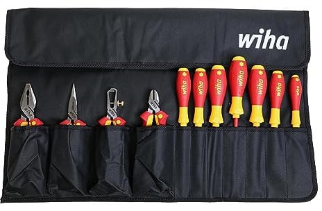 Wiha Isolierte Industriezangen/Treiber-Set in Rolltasche, 11-teilig, 32986