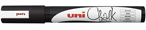 uni-ball 186299 - Fenster- & Kreidemarker UNI CHALK PWE-5M, 1,8 - 2,5 mm, Rundspitze, schwarz