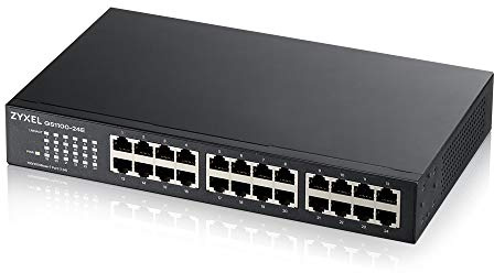 Zyxel Unmanaged Gigabit Switch mit 24 Anschlüssen, lüfterloses Design [GS1100-24E]