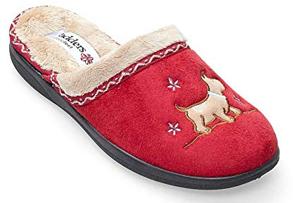 Padders Scotty Wide Fitting Open Back Womens Memory Foam Slippers (3 UK, Red, numeric_3)