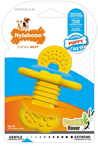 Nylabone Puppy Chew Rubber Textured Teether Dog Chew Toy, Vanilla Flavor
