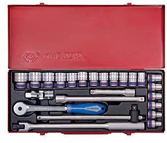 KING TONY 4026MR04 Coffret de Douilles Métriques et Accessoires, Set de 24, 1/2