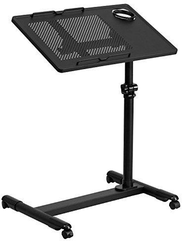 Flash Furniture Macon Mobiler Computertisch, höhenverstellbar, Stahl, Schwarz