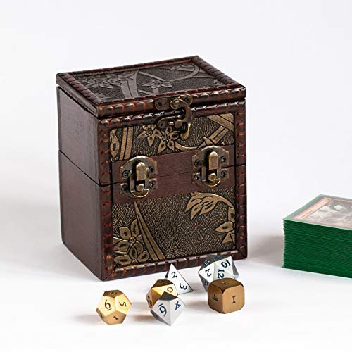 KakapopoTCG Elven Vault (Growth) Wooden Deck & Counter Box for Deck Protector storage Trading Cards TCG MTG Magic PTCG YGO FaB Dice Fantasy Coin Storage EDH Commander