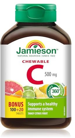 Jamieson Vitamina C1000 Masticabile 120 Cpr. Gusto, Agrumi, 120 compresse, 62 Grammo