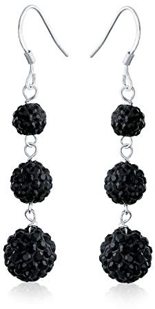 Schwarz Rot Weiß Kristall Pave Runde Gestufte Zwei Oder Drei Tier Discokugel Lineare Hänge Chandelier Ohrringe Für Frauen Teenager. 925 Sterling Silber