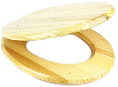 18 MDF Universal Bathroom Wc Toilet Seat - Easy Fit with Fittings Wooden W/C (Natural Pine) | Suitable for Most British Toilet Seats – Universal Zinc Alloy Chrome Hinges Bathroom