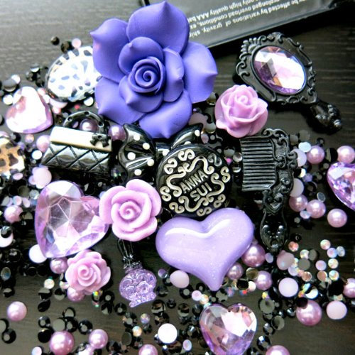 Beading Station BSI 3D DIY Bling Bling Cell Phone Case Resin Flat Back Kawaii Cabochons Decoration Kit/Set, Lavender by Beading Station