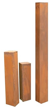 GARTENDEKOSHOP24 - Gartendeko Metall, Dekosäulen Garten, Edelrost, 3er, 150/80/60 cm, für draußen. 3 Rostsäulen, Stelen, handgemacht, viereckig aus Rost, wetterfest. Tolles Outdoor Geschenk.