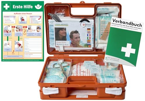Erste-Hilfe-Koffer BG -Paket 2- mit Aushang 1-Hilfe & Verbandbuch für Betriebe - aktuelle DIN/EN 13157 + DIN 13164 für KFZ