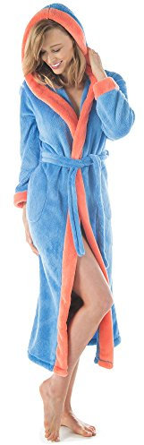 CelinaTex XS-XXXL Bademantel Kapuze zweifarbig lang seitliche Taschen Damen Herren Unisex Sherpa Kuschelfleece Morgenmantel, Sauna, Spa, Pool, Bad, flauschig und komfortabel - Oeko-TEX Ohio