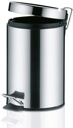 kela Kosmetikeimer Stampa, 3 L, Durchmesser 17 cm, Edelstahl, silber glänzend, herausnehmbarer Inneneimer mit Tragehenkel, 21887