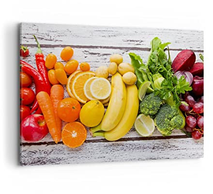 Bilder auf Leinwand 100x70cm Leinwandbild Essen Gemüse Essen frisch Groß Wanddeko Bild Schlafzimmer Küche Deko Wandbilder Dekoration Wohnzimmer Wall Decor Canvas Wand Kunstdruck Art AA100x70-2888