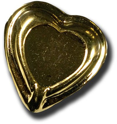 Knopfparadies - 6er Set große auffällige Herz Knöpfe aus Kunststoff in Metall Optik/B-Ware/süß für Verliebte, Kostüme oder Deko/glänzend metallic goldfarben/Kunststoffknöpfe/Ø ca. 25x26mm